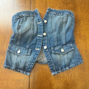 Zara Blue Denim Women's Strapless Top